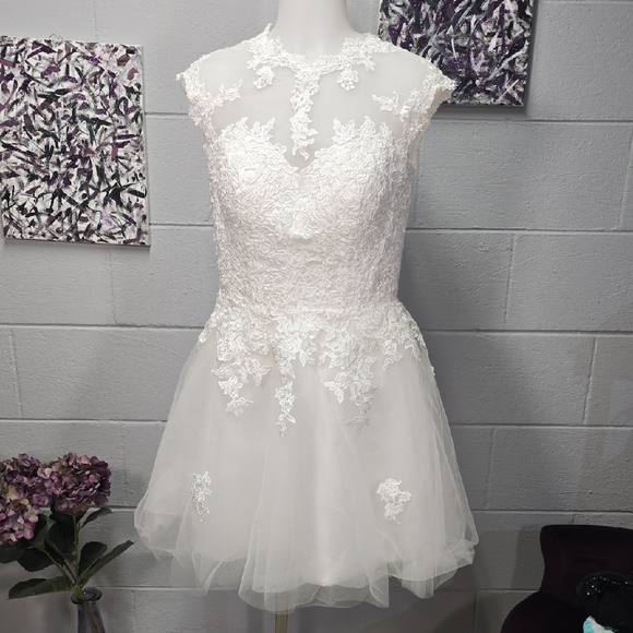 Elegant White Lace Wedding Dress - Picture 2 of 16